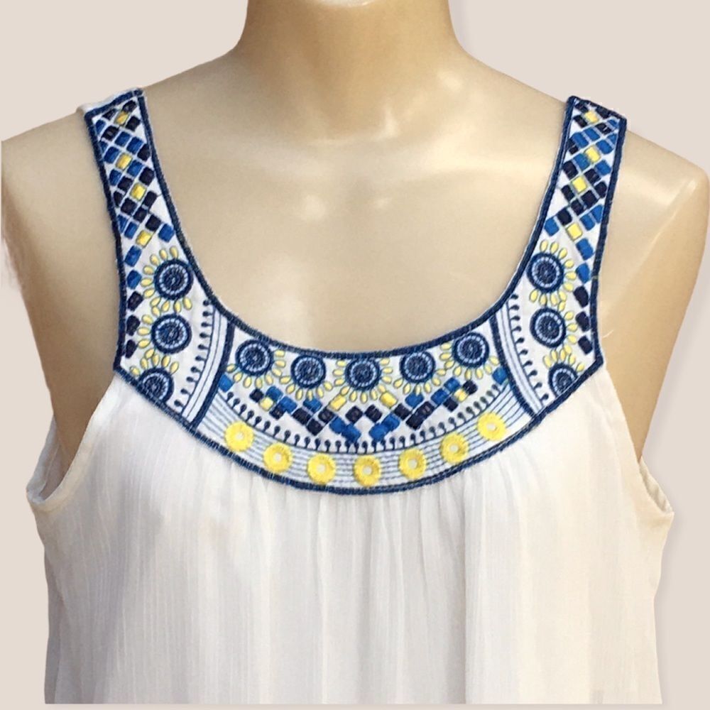 Charming Charlie Embroidered Collar Tie Back Dress